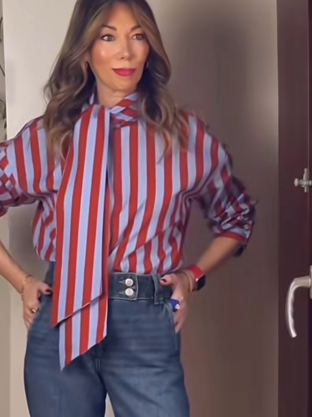 ZARA BOW NECK STRIPED SHIRT - Picture 12 of 16